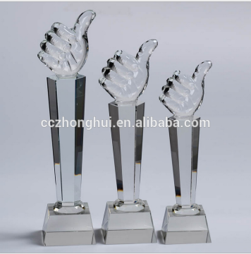 2016 best cheap thumb award medals China number crystal trophy