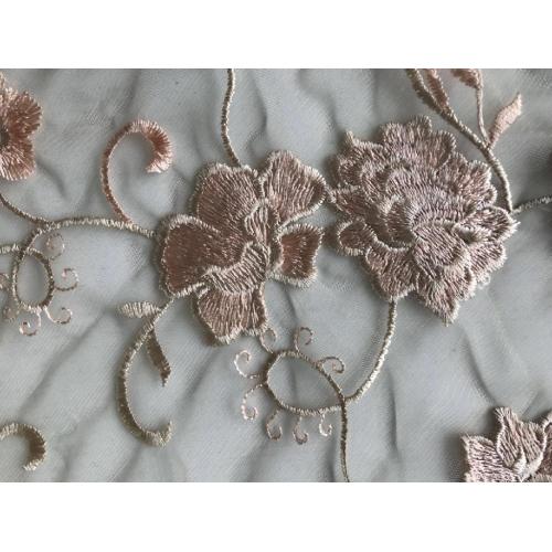 Floral Mesh Embroidery Scallop edge Fabric