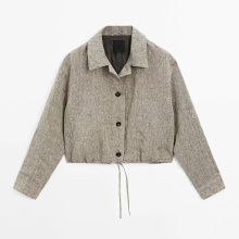 Women's minimalist commuting style lightweight linen pilot jacket