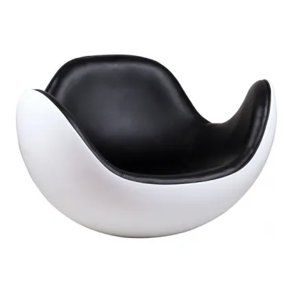 Mid Century Designer Rocking Lounge Chair with Leather and Fiberglass