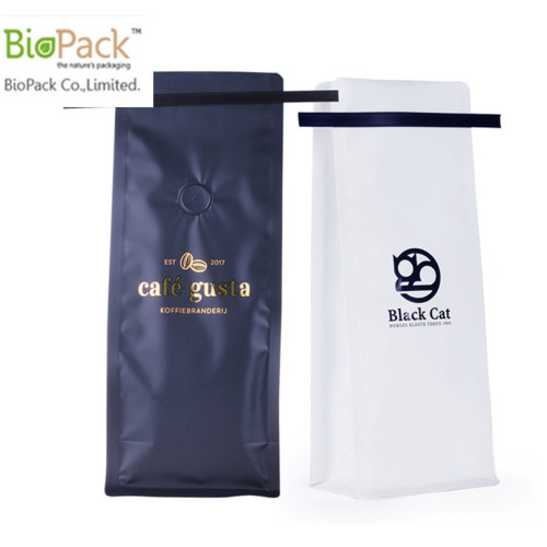 Biodegradável fundo quadrado Stand Up Coffee Pouch com gravata de lata e invólucros Fabricante China