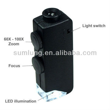 Hot sale!! 60X to 100X Microscope for iPhone 4&5(2 LEDs, 1 UV Light)