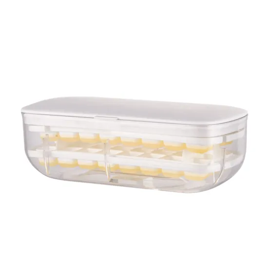 Stackable Silicone Ice Cube Mold with Lid and Storage Container