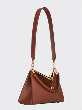 Metal and Leather Harmony Luxe Brown Crossbody Bag