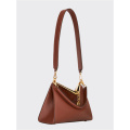 Metal and Leather Harmony Luxe Brown Crossbody Bag