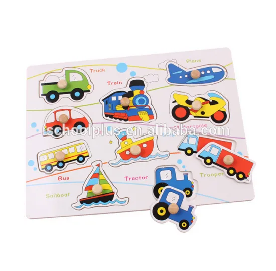 Wooden jigsaw vehicles puzzle educational toy for kids