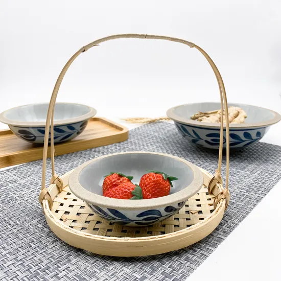 wholesale round white blue flower ceramic soup bowl porcelain rice bowl japanese style bowl set