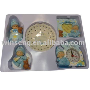 Polyresin blue Baby Gift Set