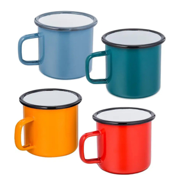 12oz Enamel Camping Mugs - Coffee & Tea Cups for Indoor/Outdoor Activities