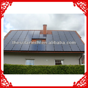 black chrome flat collector project on home roof in Europe family heating floor