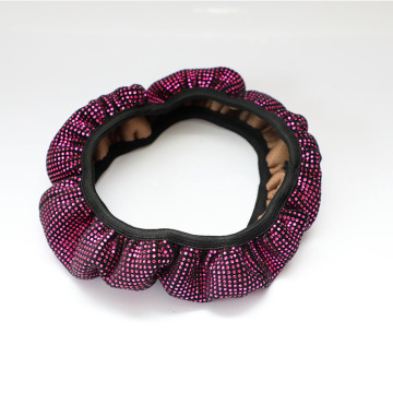 ผ้าคลุมพวงมาลัยสากลรถยนต์พร้อมโลโก้: ผ้ายืดและ rhinestones