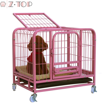 Durable Collapsible Metal Pet Dog Crate with Wheels