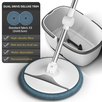 360-Degree Hand-Free Microfiber Spinning Mop Bucket Set: Durable Rectangle Design for Efficient Household Floor Cleaning
