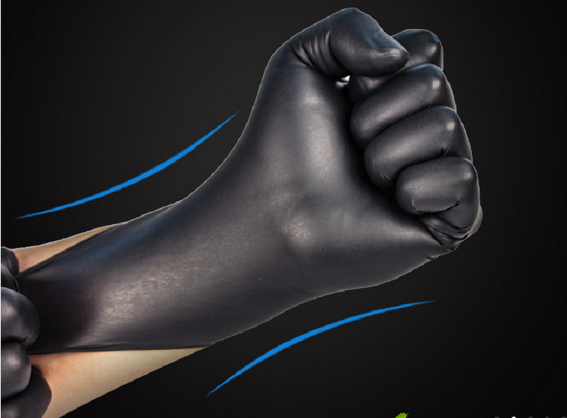 Gants jetables en nitrile noir sans poudre