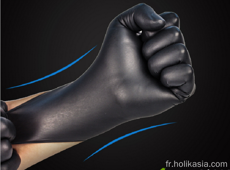 9inch gants noirs jetables en nitrile moyen