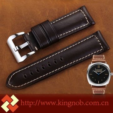 24mm HandMade Stainless Steel Tang Buckle Genuine Leather Watch Band Strap For PAM 44mm