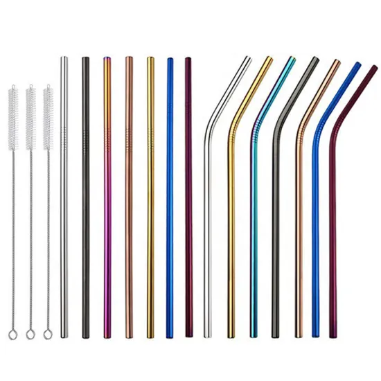 14Pcs EcoFriendly Multicolor Reusable Stainless Steel Straws