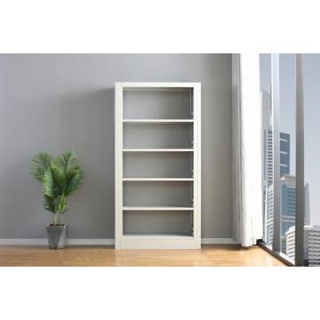 White 5 Tier Library Bookcase Metal Bookshelf