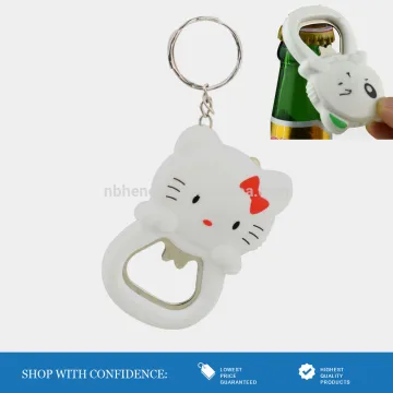 high brightness cute cat 1 led keychain with bottle opener