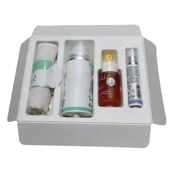 Sugarcane bagasse pulp molded cosmetics packaging insert