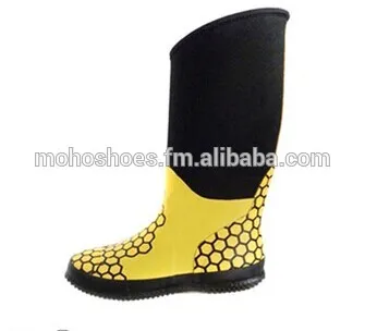 funky woman peach neoprene rain boots