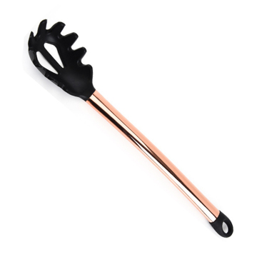 Stainless Steel Rose Gold Handle Pasta Spoon & Silicone Serving Spoons - Food Grade Cooking Tools