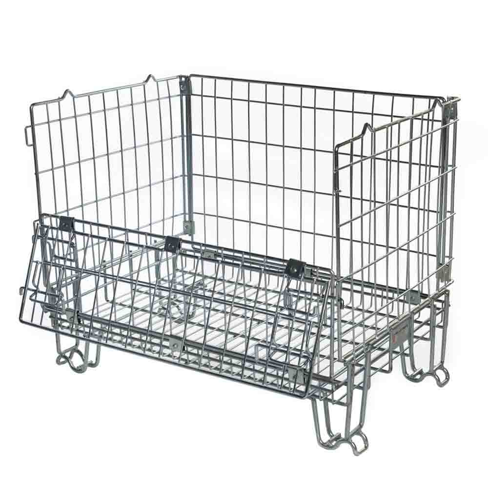 Cage de rangement entrepôts en mailles métalliques avec roues