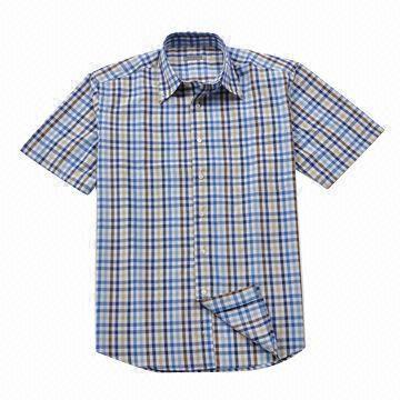 Men's cotton casual shirt/short-sleeved shirt, button down collar