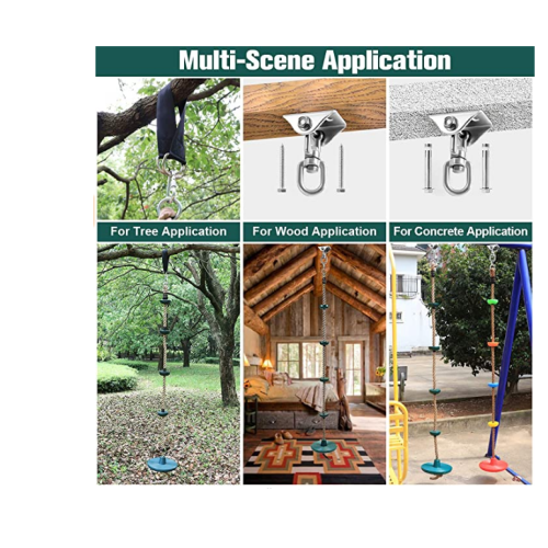 EASTOMMY Corda per arrampicata su albero per bambini con pedane per poggiapiedi, sedile oscillante per albero a disco e kit di sospensione con cinghia per albero