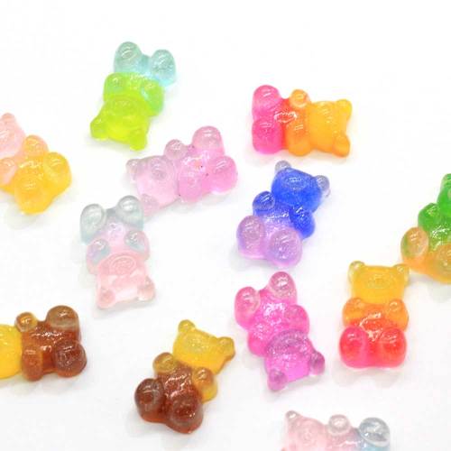 Decorative 100pcs/bag Gradient Color Cute Mini Bear Shaped Beads For DIY craft Decor Charms Room Desktop furnishing articles