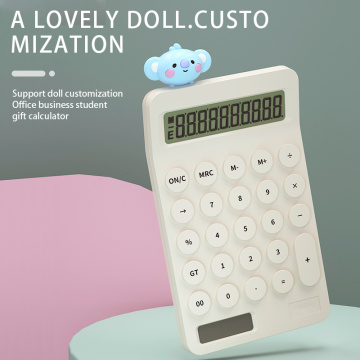 Novel and cute doll dual power solar calculator