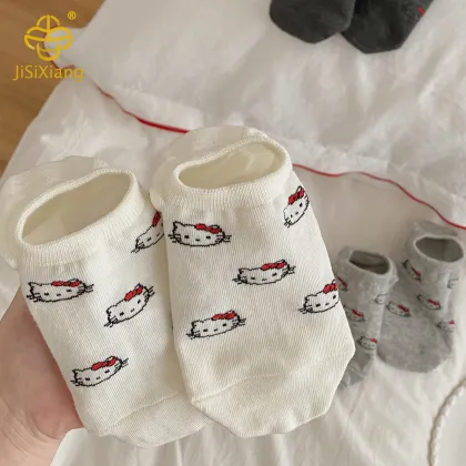 Korean version KT cat boat socks anti slip shallow mouth invisible socks