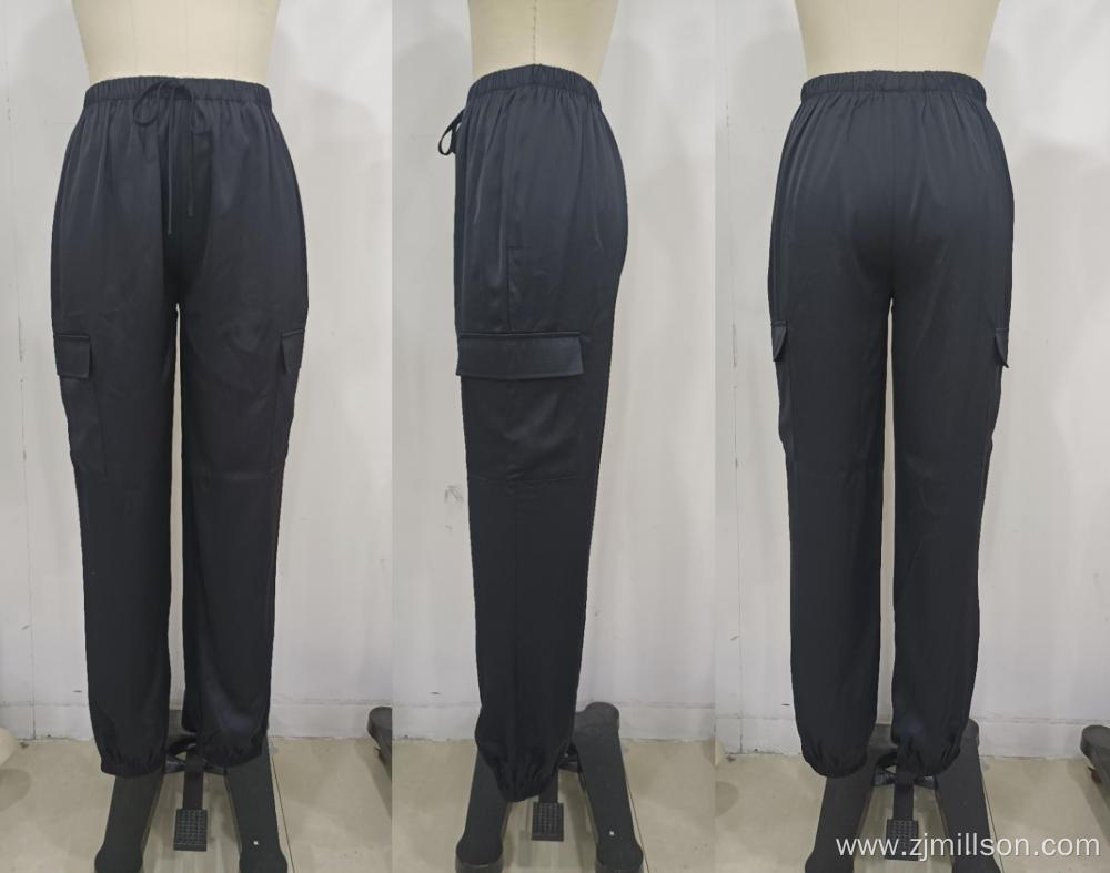 Women's Casual Elastic Waist Large Pockets Cargo Pants