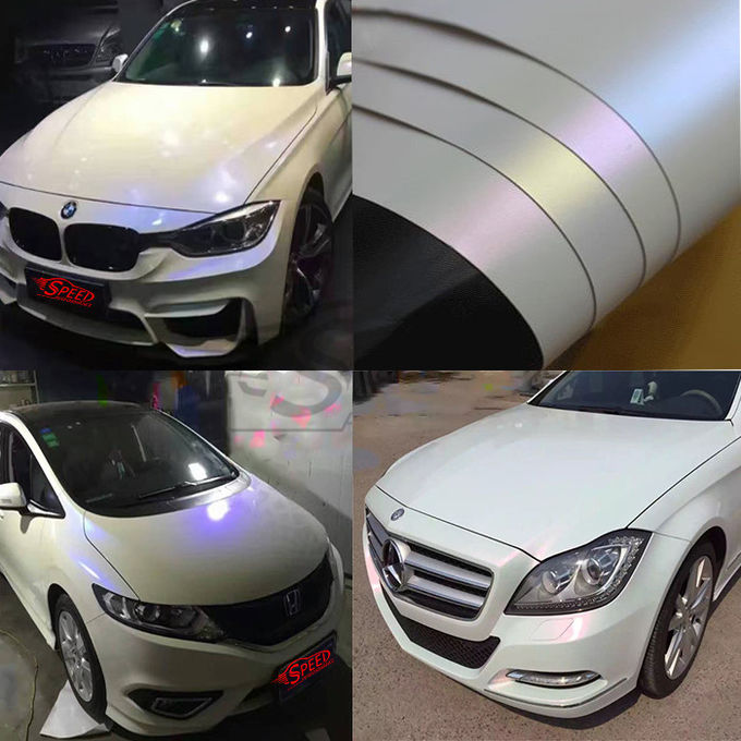 SGS Approved White Chameleon Vinyl Wrap , Color Shift Car Wrap Multifunction 2