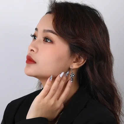 Checkerboard Women Valentines Earrings Love Earrings