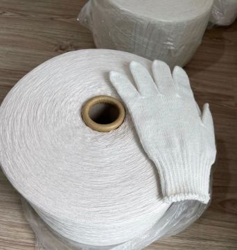 Ne10.5s Raw white Recycled Cotton Polyester Yarn for Knitting Gloves
