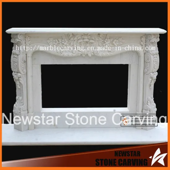 White Marble Fance Sculpture Stone Carving Fireplace Surround