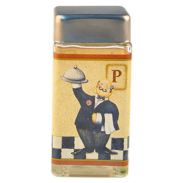 9.5 (Height) x 4.5cm (Diameter) Rectangular Glass Pepper Bottle with Metal Lid and Imprint