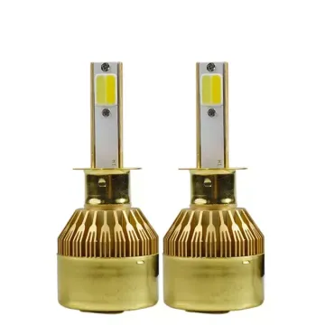 55W LED Headlights: Auto Lighting Systems - C6 Two-Color Warm Yellow and White Light Car Bulbs for H11, H7, H4