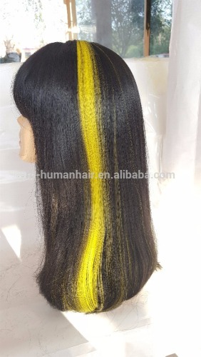 Top grade medium length natural looking two tone straight human hair lace wigs