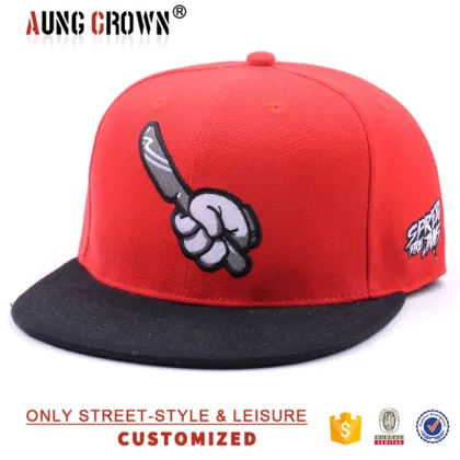 fresh prince red embroidery funny logo snap back hats with black brim