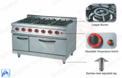 Gas Range With 6 Burner / Oven , Western Kitchen Equipment