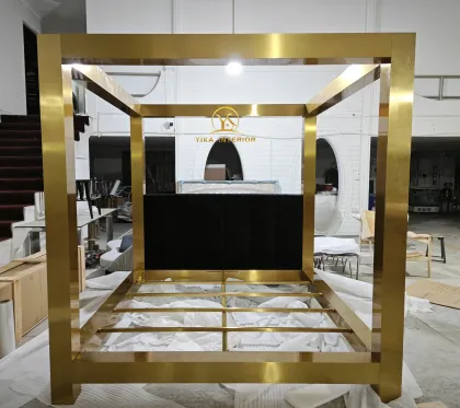 Golden Metal Beds: Kensington King Bed with Tufted Headboard