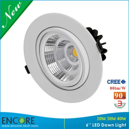 40W 93Ra Dimmable Gimbal 6 Inch CREE High Brightness LED Ceiling Down Light
