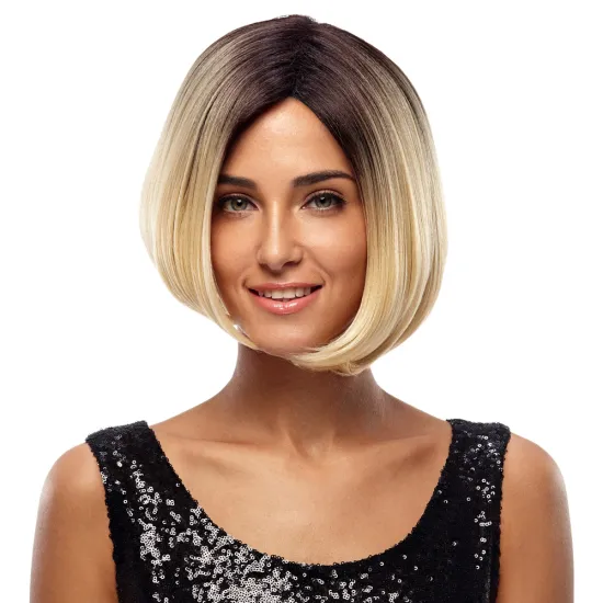 Rebecca fashion brand 10 Inches Straight Ombre Blonde Wigs Short Bob Wigs Heat Resistant Fiber Synthetic Hair Wigs For Women