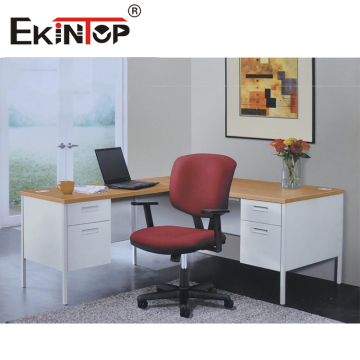 High End Executive Gold Office Desk - Ekintop Corner Desk for Home Office