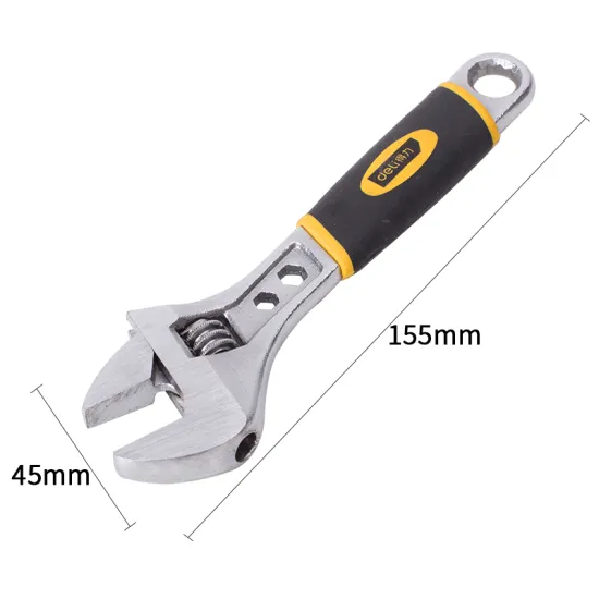 Deli DL30106 tools aluminium alloy 6 inch installation universal adjustable soft grip wrench spanner