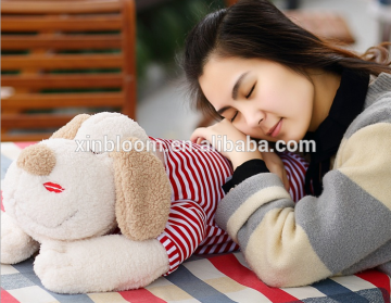 thwartwise hot-selling 90 130 and 150cm beige big dog head plush toy doll pillow with red stripe cloth