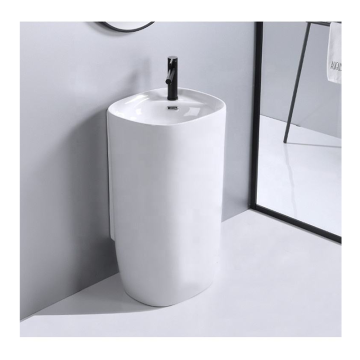 Ceramic Pedestal Basin for Bathroom - One Piece Standing Hand Washbasin