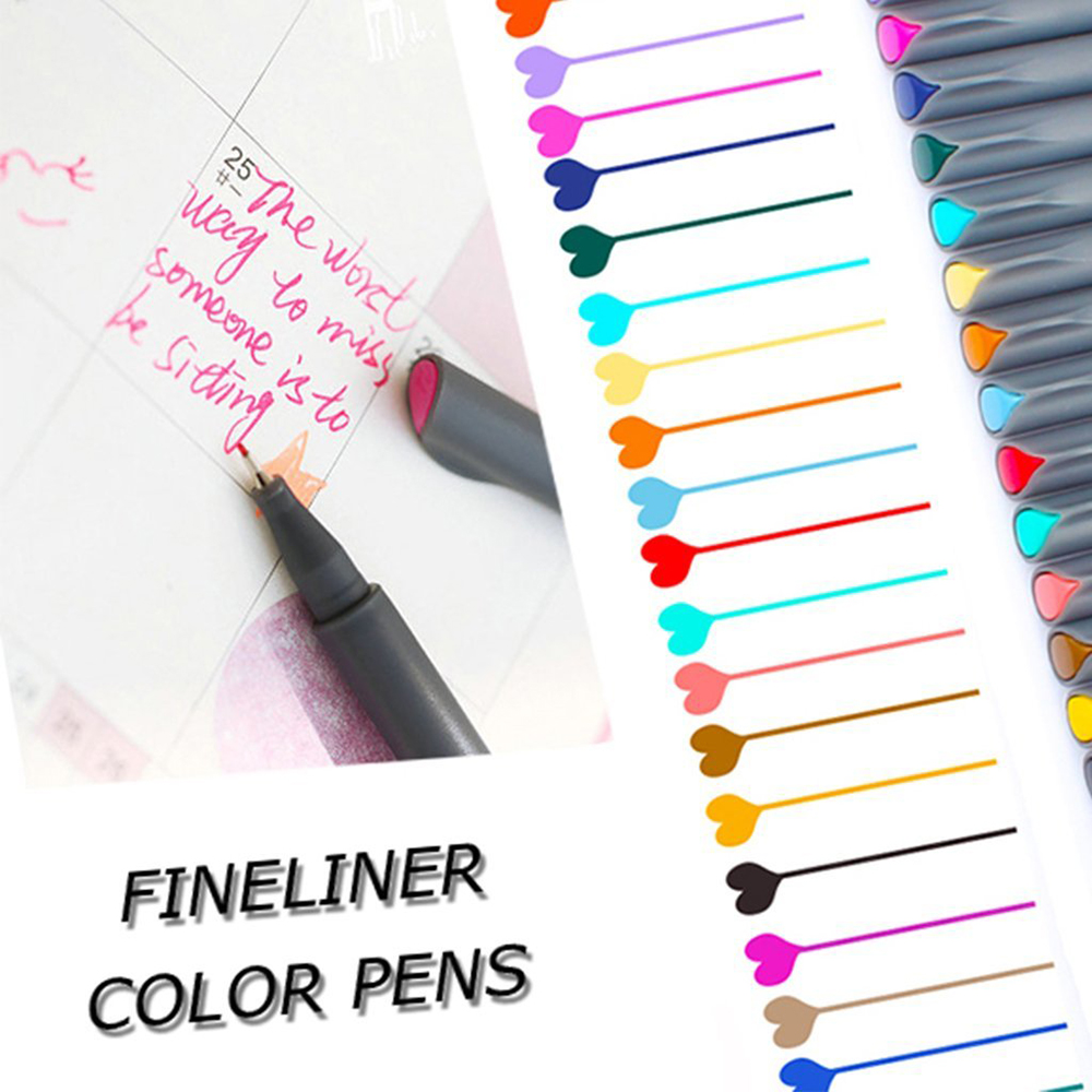 24 Colors Set 0.38 Hook mark pen Fineliner Pen Fine Line Point Colored Pens Art Water Based Assorted Ink Drawing